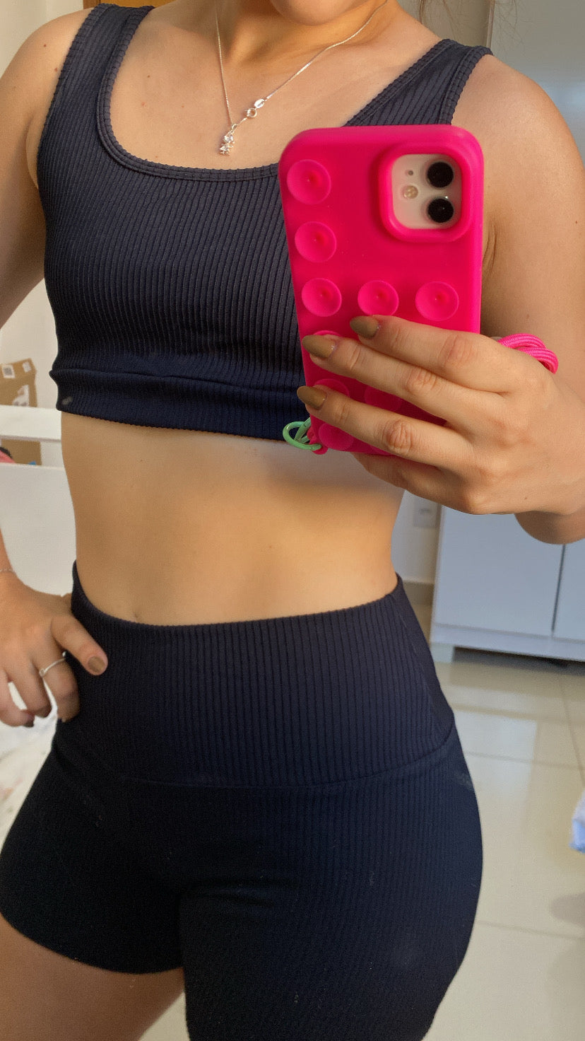 Short Básico - Canelado Preto