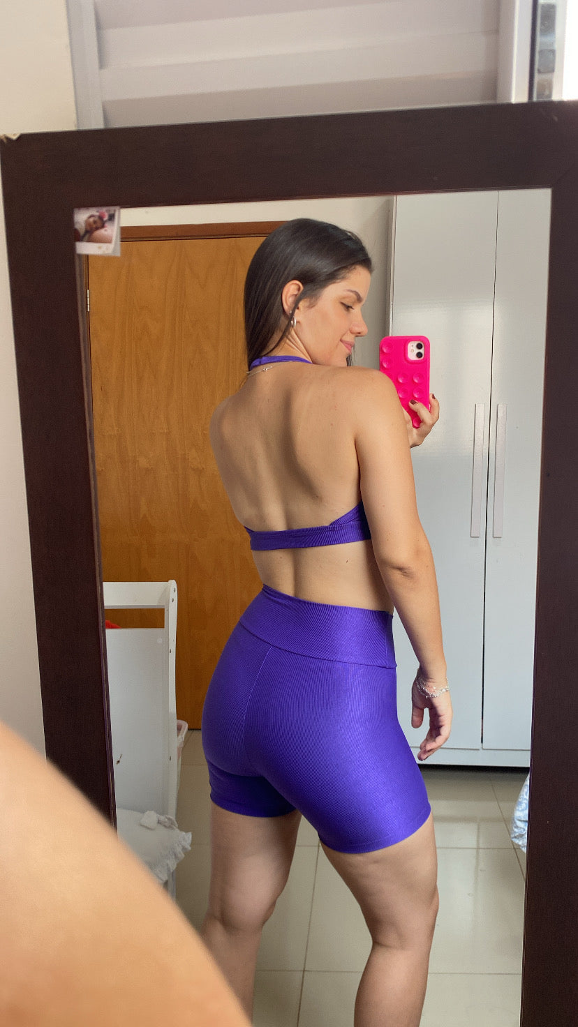 Short Cós Cruzado - Compressão Roxo